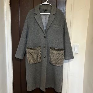 Zara trf winter coat with faux fur pockets